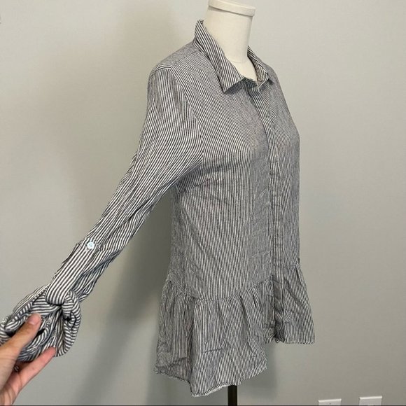 Anthropologie Sunday In Brooklyn Wiley Striped Button Down Cotton Blouse - Picture 5 of 11